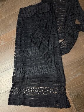 Chico's Black Crochet Open-Knit Tunic